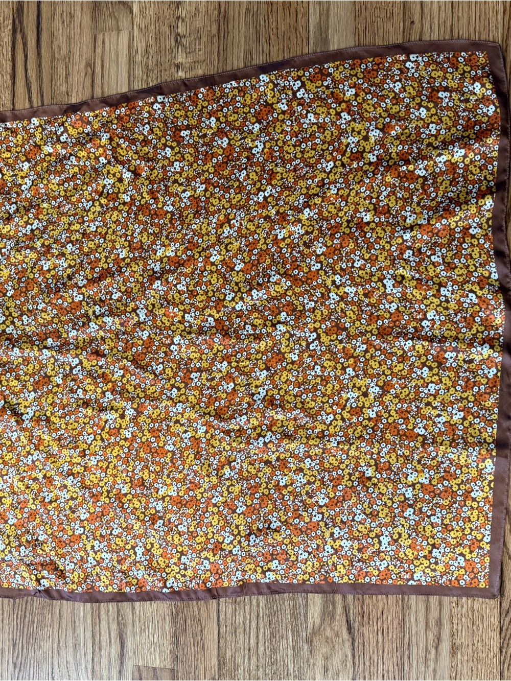 Floral Print Scarf - Orange & Brown